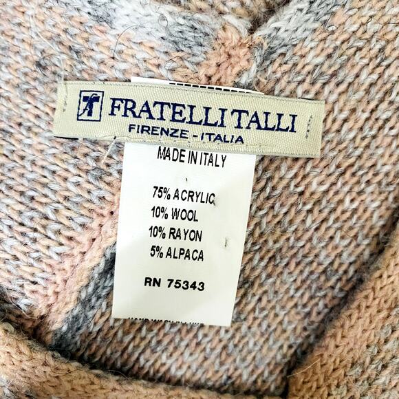 Fratelli Talli Wool Alpaca Poncho Shawl Shrug Knit Sweater Mauve Pink OSFA - Picture 4 of 4
